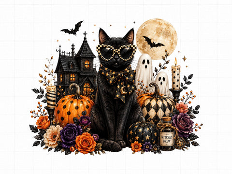 Halloween Black Cat Pumpkins PNG Clipart SVG artprintfile 