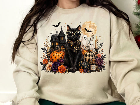 Halloween Black Cat Pumpkins PNG Clipart SVG artprintfile 