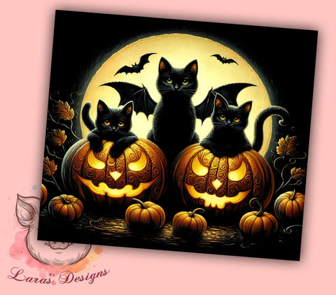Halloween Black Cats 20oz Tumbler Png, Straight & Tapered Tumbler Png, Spooky Tumbler Png, Digital Download PNG Sublimation Lara' s Designs 