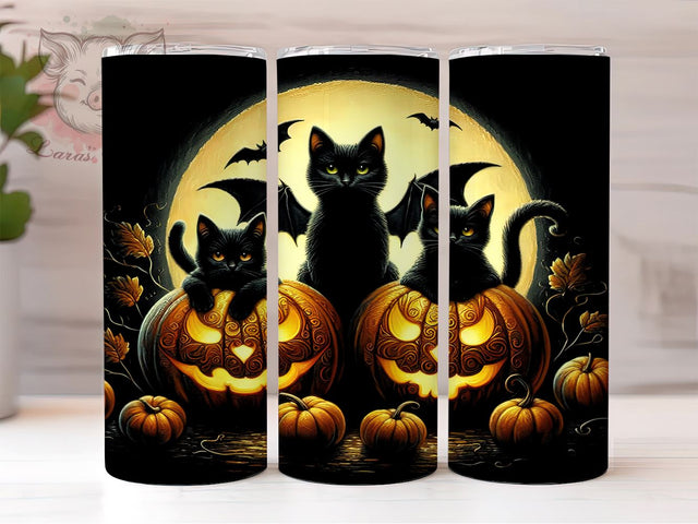 Halloween Black Cats 20oz Tumbler Png, Straight & Tapered Tumbler Png, Spooky Tumbler Png, Digital Download PNG Sublimation Lara' s Designs 