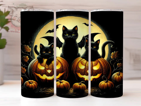 Halloween Black Cats 20oz Tumbler Png, Straight & Tapered Tumbler Png, Spooky Tumbler Png, Digital Download PNG Sublimation Lara' s Designs 