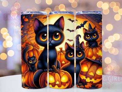 Halloween Black Cats 20oz Tumbler Wrap Sublimation Design, Straight Tapered Tumbler Wrap, Spooky Black Creepy Cats Tumbler Png, Instant Digital Download Sublimation SvggirlplusArt 