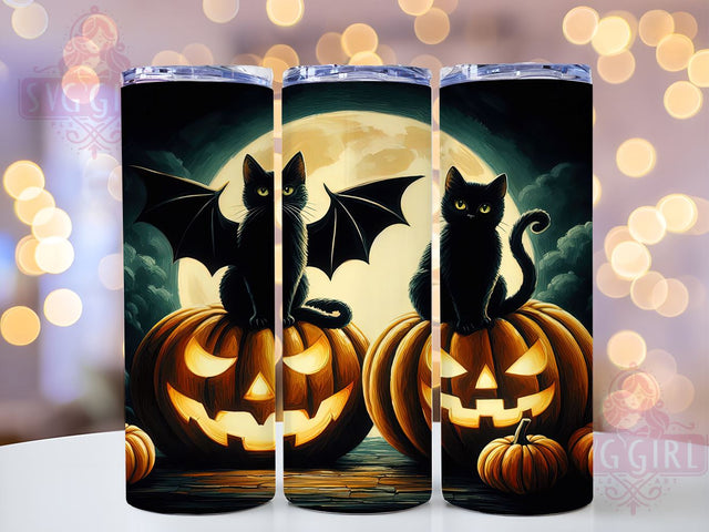 Halloween Black Cats 20oz Tumbler Wrap Sublimation Design, Straight Tapered Tumbler Wrap, Spooky Pumpkin Tumbler Png, Instant Digital Download Sublimation SvggirlplusArt 