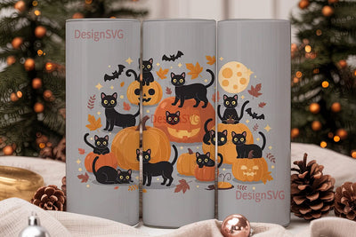 Halloween Black Cats 20oz Tumbler Wrap Sublimation DesignSVG 