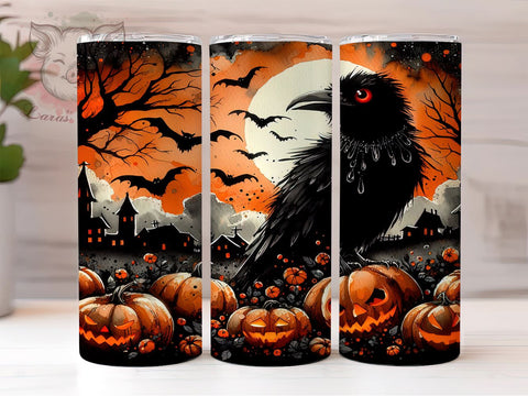 Halloween Black Raven 20oz Tumbler Png, Straight & Tapered Tumbler Png, Gothic Crow Tumbler Png, Digital Download PNG Sublimation Lara' s Designs 