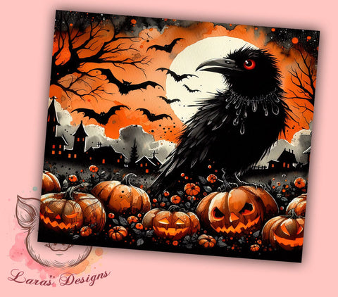 Halloween Black Raven 20oz Tumbler Png, Straight & Tapered Tumbler Png, Gothic Crow Tumbler Png, Digital Download PNG Sublimation Lara' s Designs 