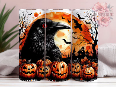 Halloween Black Raven 20oz Tumbler Wrap PNG, Gothic Crow Tumbler Png, Straight & Tapered Tumbler Wrap, Instant Digital Download Sublimation Li Zamperini 