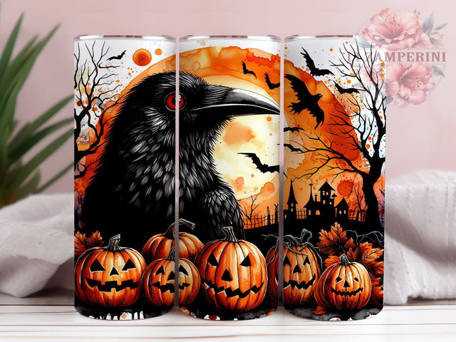 Halloween Black Raven 20oz Tumbler Wrap PNG, Gothic Crow Tumbler Png, Straight & Tapered Tumbler Wrap, Instant Digital Download Sublimation Li Zamperini 