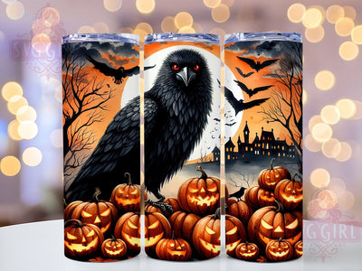 Halloween Black Raven 20oz Tumbler Wrap Sublimation Design, Straight Tapered Tumbler Wrap, Gothic Crow Tumbler Png, Instant Digital Download Sublimation SvggirlplusArt 