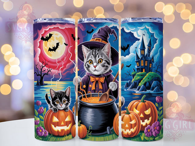 Halloween Black Spooky Cat Tumbler, Cat Tumbler Wrap, 20oz Sublimation, Spooky Cat Cup, Black Cat Design, Halloween Drinkware, Cute Cat Tumbler Sublimation SvggirlplusArt 