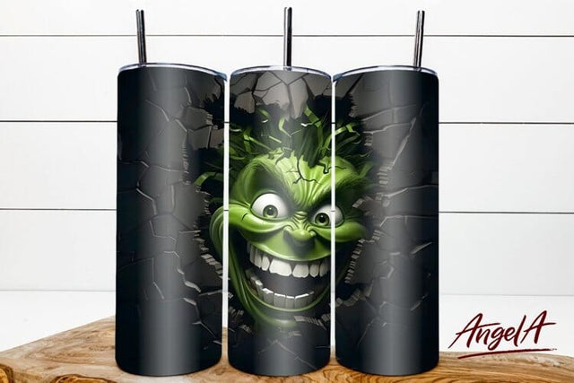 Halloween black tumbler wrap / Halloween monster scary face Sublimation Angelina Semenova 