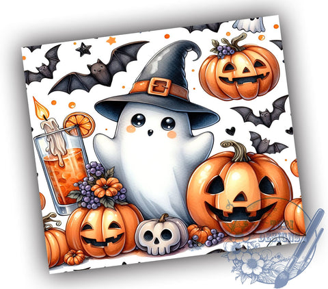 Halloween Boo 20oz Skinny Tumbler PNG, Halloween Ghost Tumbler Sublimation Wrap, Straight & Tapered Tumbler Wrap, Instant Digital Download Sublimation ToriDesigns 