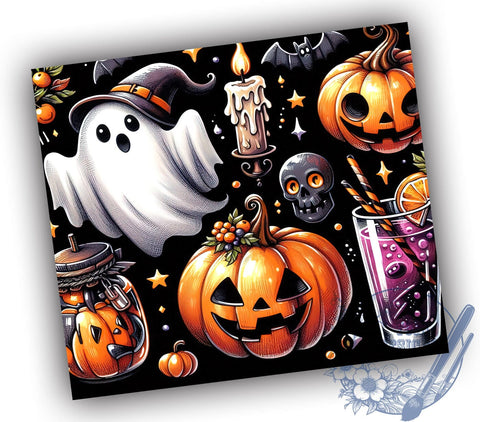 Halloween Boo 20oz Skinny Tumbler PNG, Halloween Ghost Tumbler Sublimation Wrap, Straight & Tapered Tumbler Wrap, Instant Digital Download Sublimation ToriDesigns 