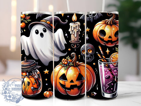 Halloween Boo 20oz Skinny Tumbler PNG, Halloween Ghost Tumbler Sublimation Wrap, Straight & Tapered Tumbler Wrap, Instant Digital Download Sublimation ToriDesigns 