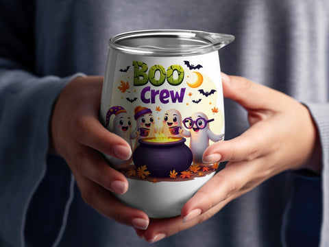 Halloween Boo Crew Sublimation PNG, Cute Ghosts Around Cauldron Sublimation Luvleigh Digitals 