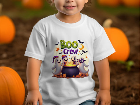 Halloween Boo Crew Sublimation PNG, Cute Ghosts Around Cauldron Sublimation Luvleigh Digitals 