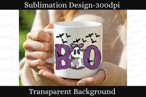 Halloween Boo Ghost PNG, Cute Purple Ghost Sublimation Design, Spooky Floral Ghost, Halloween Digital Download Sublimation Keepsake Treasures Designs LLC. 