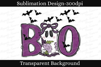 Halloween Boo Ghost PNG, Cute Purple Ghost Sublimation Design, Spooky Floral Ghost, Halloween Digital Download Sublimation Keepsake Treasures Designs LLC. 