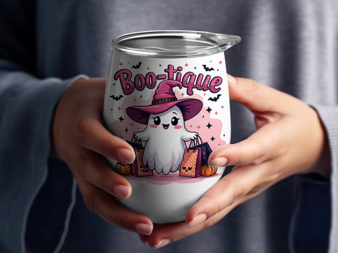 Halloween Boo tique Ghost, Ghost with Witch Hat PNG Sublimation Luvleigh Digitals 