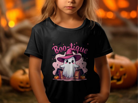 Halloween Boo tique Ghost, Ghost with Witch Hat PNG Sublimation Luvleigh Digitals 