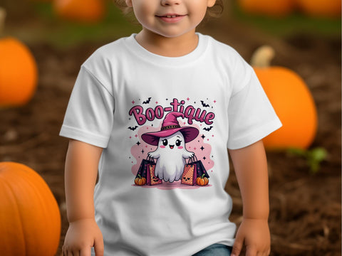 Halloween Boo tique Ghost, Ghost with Witch Hat PNG Sublimation Luvleigh Digitals 