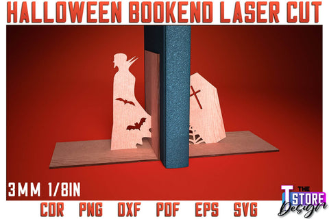 Halloween Bookend Laser Cut Bundle | Halloween Design | Home Décor | Decorative Bookend | CNC Files SVG The T Store Design 