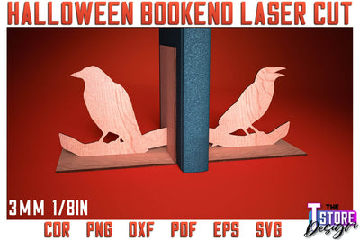 Halloween Bookend Laser Cut | Halloween Design | Home Décor | Decorative Bookend | CNC Files SVG The T Store Design 