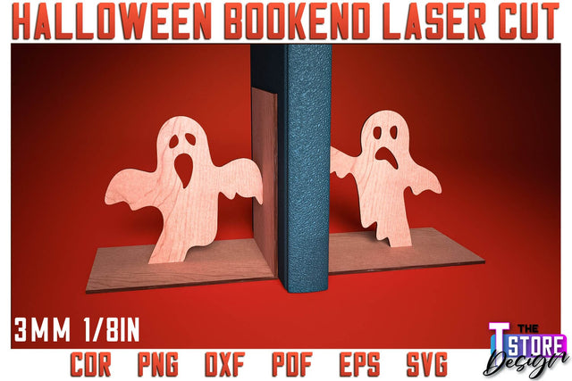 Halloween Bookend Laser Cut | Halloween Design | Home Décor | Decorative Bookend | CNC Files SVG The T Store Design 