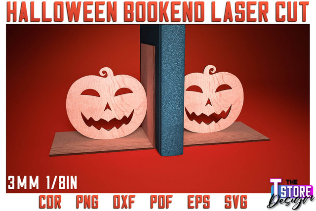 Halloween Bookend Laser Cut | Halloween Design | Home Décor | Decorative Bookend | CNC Files SVG The T Store Design 