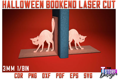 Halloween Bookend Laser Cut | Halloween Design | Home Décor | Decorative Bookend | CNC Files SVG The T Store Design 