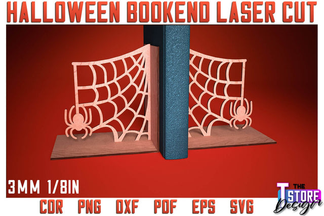 Halloween Bookend Laser Cut | Halloween Design | Home Décor | Decorative Bookend | CNC Files SVG The T Store Design 