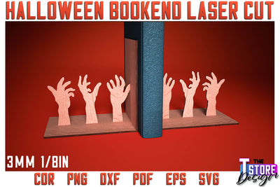 Halloween Bookend Laser Cut | Halloween Design | Home Décor | Decorative Bookend | CNC Files SVG The T Store Design 