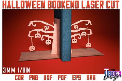 Halloween Bookend Laser Cut | Halloween Design | Home Décor | Decorative Bookend | CNC Files SVG The T Store Design 