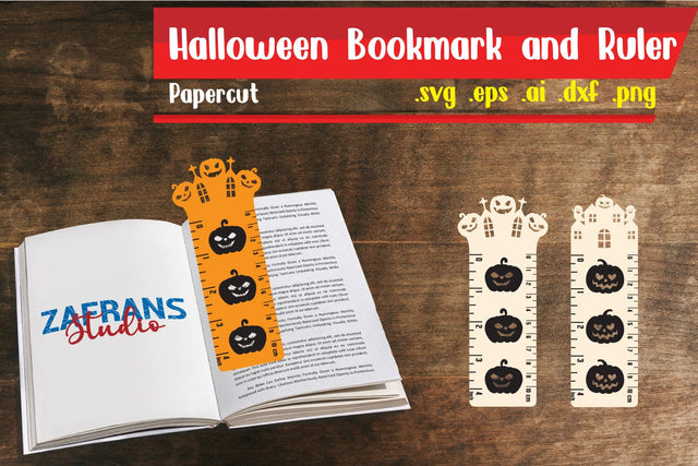 Halloween Bookmark and Ruler Papercut SVG zafrans studio 