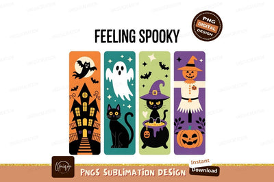 Halloween bookmarks spooky creatures haunted house Sublimation Designangry 