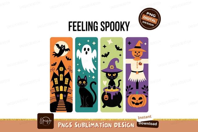 Halloween bookmarks spooky creatures haunted house Sublimation Designangry 