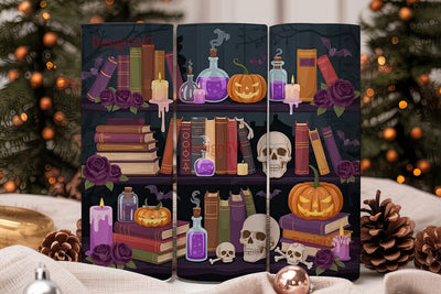 Halloween Bookshelf 20oz Tumbler Wrap Sublimation DesignSVG 
