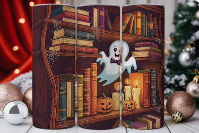 Halloween Bookshelf 20oz Tumbler Wrap Sublimation DesignSVG 