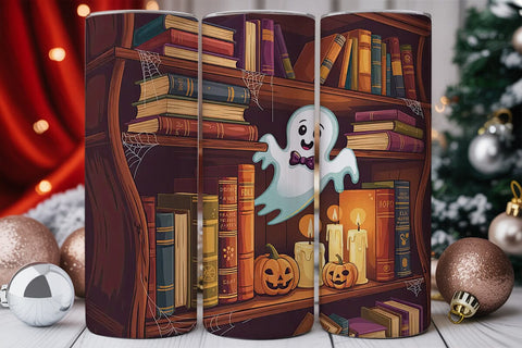 Halloween Bookshelf 20oz Tumbler Wrap Sublimation DesignSVG 
