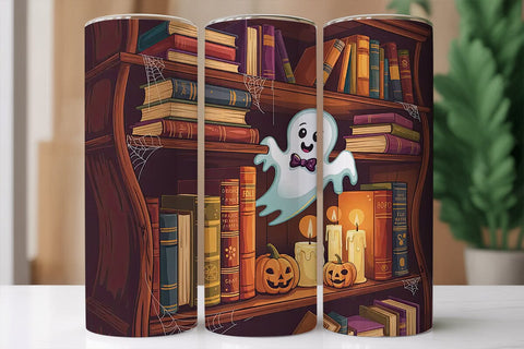 Halloween Bookshelf 20oz Tumbler Wrap Sublimation DesignSVG 