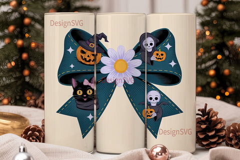 Halloween Bow 20oz Tumbler Wrap Sublimation DesignSVG 