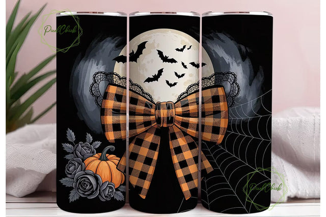 Halloween Bow 20oz Tumbler Wrap Sublimation PixelChick 