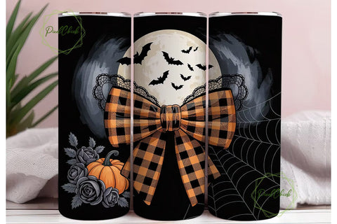 Halloween Bow 20oz Tumbler Wrap Sublimation PixelChick 