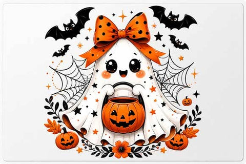 Halloween Bow Ghost PNG, Cute Pumpkin Sublimation Design SVG BillahCrafts 