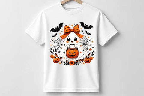 Halloween Bow Ghost PNG, Cute Pumpkin Sublimation Design SVG BillahCrafts 