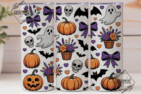 Halloween Bows & Pumpkins 20oz Tumbler Sublimation sassyprint 