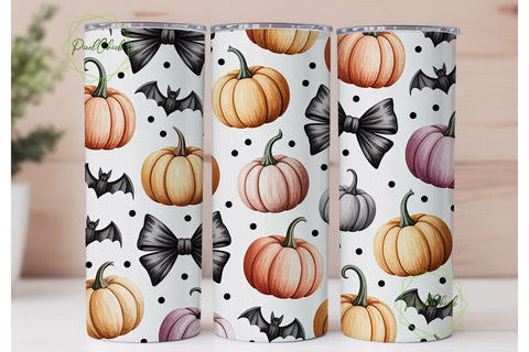 Halloween Bows & Pumpkins Tumbler Wrap Sublimation PixelChick 