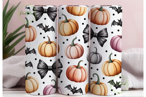Halloween Bows & Pumpkins Tumbler Wrap Sublimation PixelChick 
