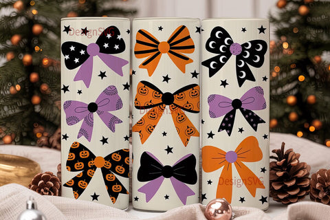 Halloween Bows Tumbler Wrap Sublimation DesignSVG 
