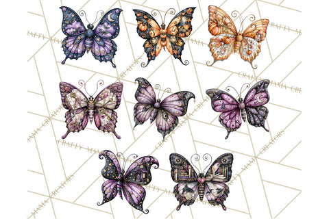 Halloween Butterflies Spooky Gothic Clipart PNG Sublimation Crafty Mama Studios 